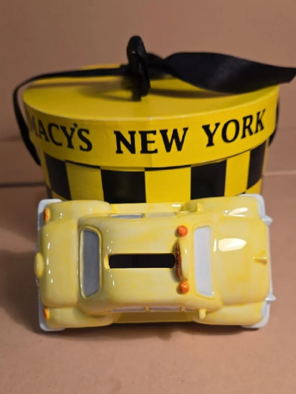 Y2K Macy's Yellow Checker Taxi Coin Bank